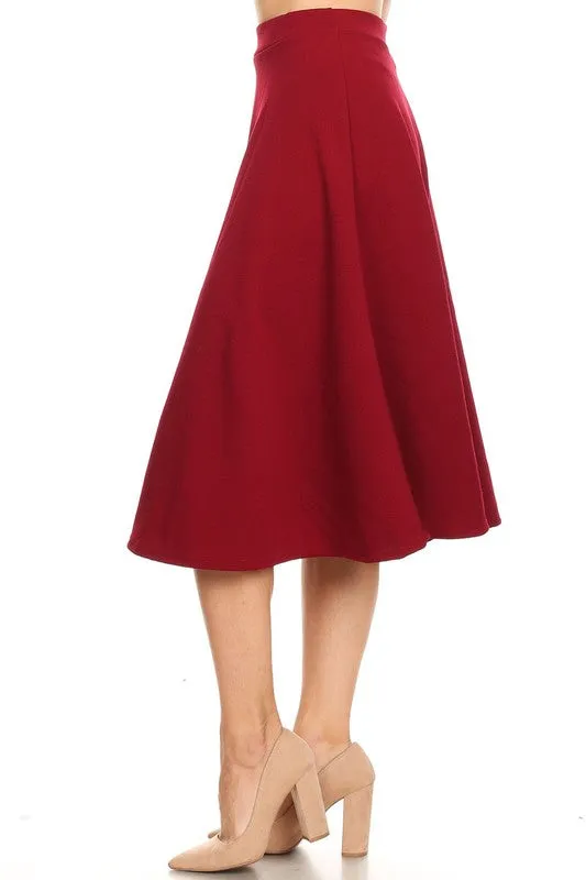 The Erin High Waisted A-Line Midi Skirt