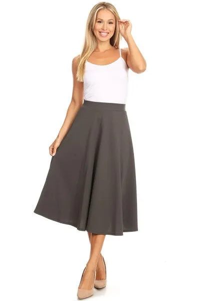 The Erin High Waisted A-Line Midi Skirt