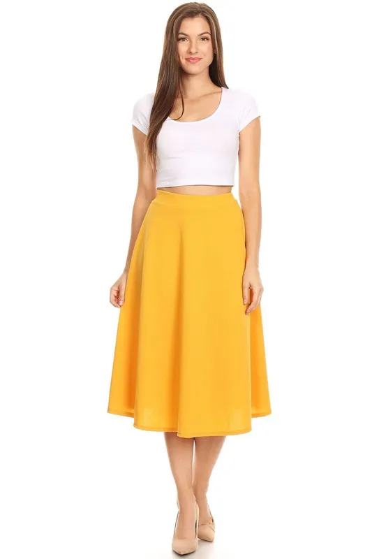 The Erin High Waisted A-Line Midi Skirt