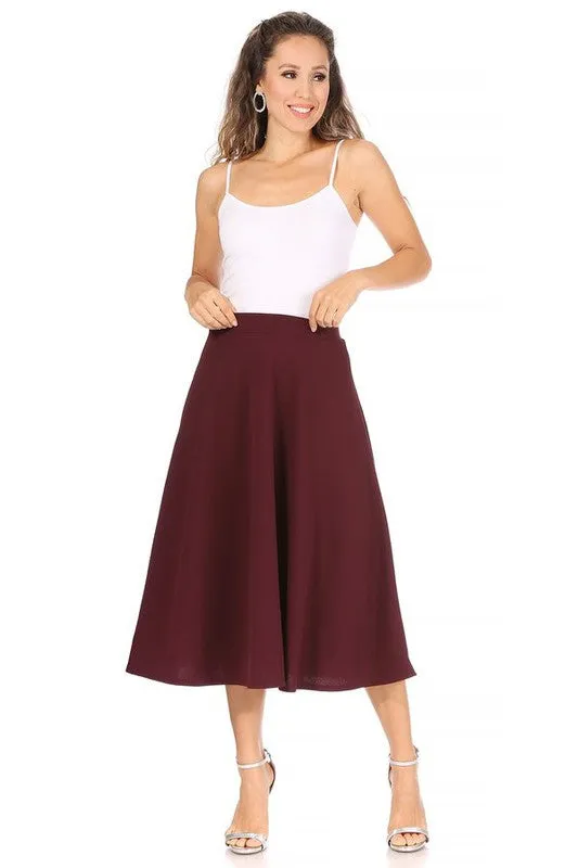 The Erin High Waisted A-Line Midi Skirt