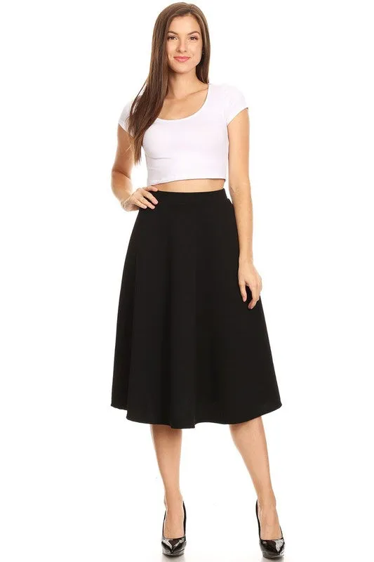 The Erin High Waisted A-Line Midi Skirt