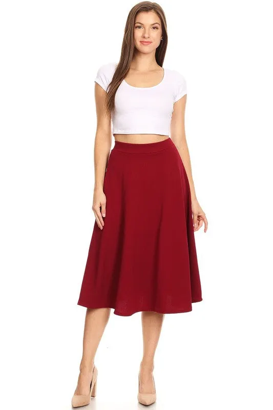 The Erin High Waisted A-Line Midi Skirt