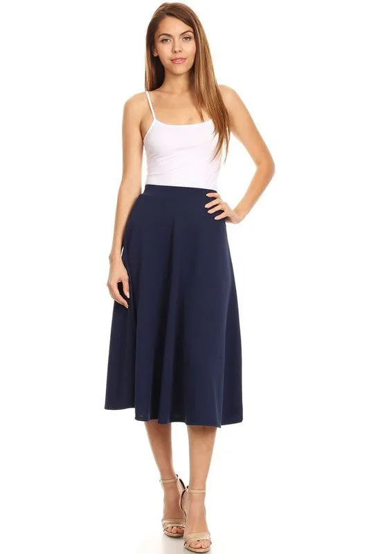 The Erin High Waisted A-Line Midi Skirt