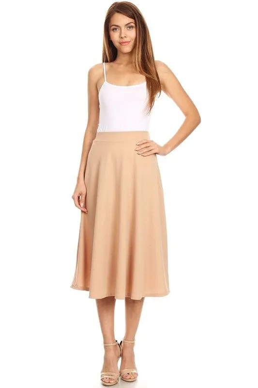 The Erin High Waisted A-Line Midi Skirt