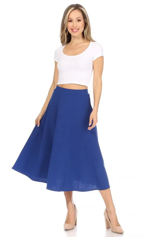 The Erin High Waisted A-Line Midi Skirt