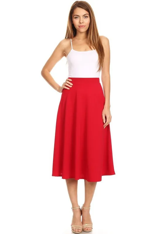 The Erin High Waisted A-Line Midi Skirt