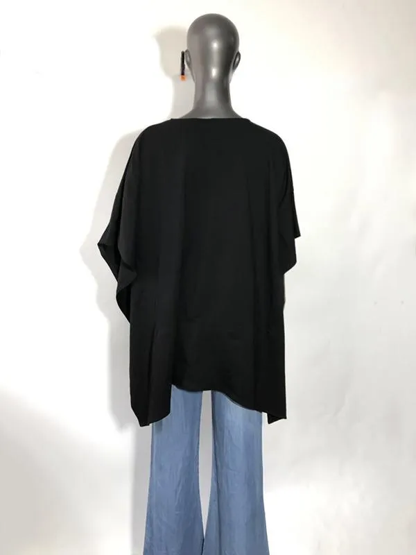 V-neck Split-joint Batwing Sleeves T-shirt