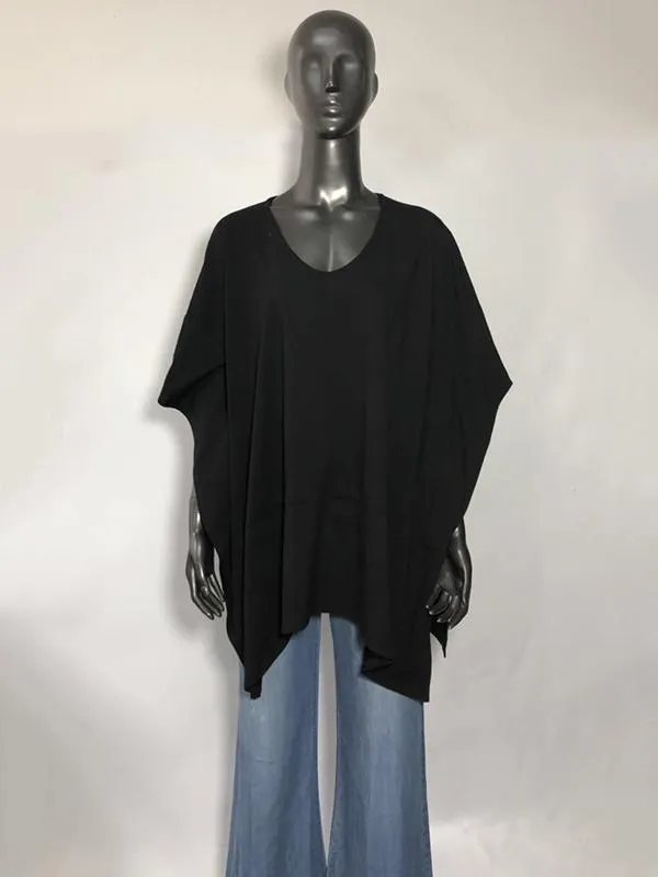 V-neck Split-joint Batwing Sleeves T-shirt