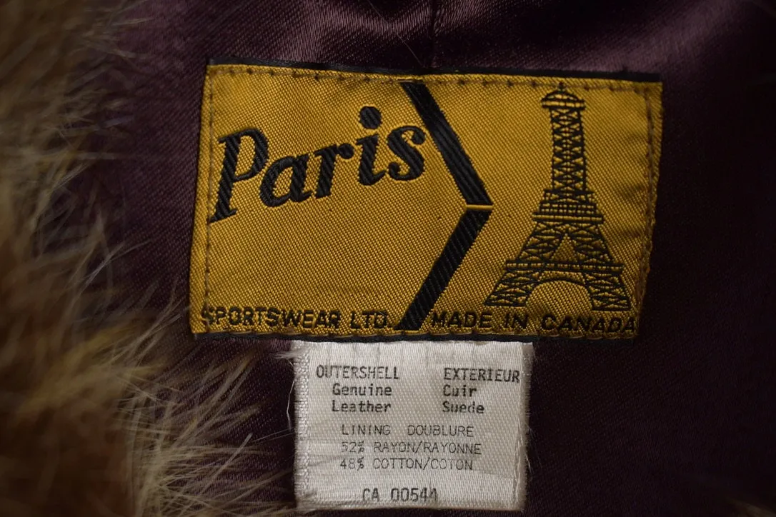 Vintage 1980s Paris Fur Collar Leather Jacket