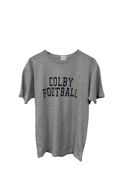 Vintage Colby College Football T-Shirt Grey Large