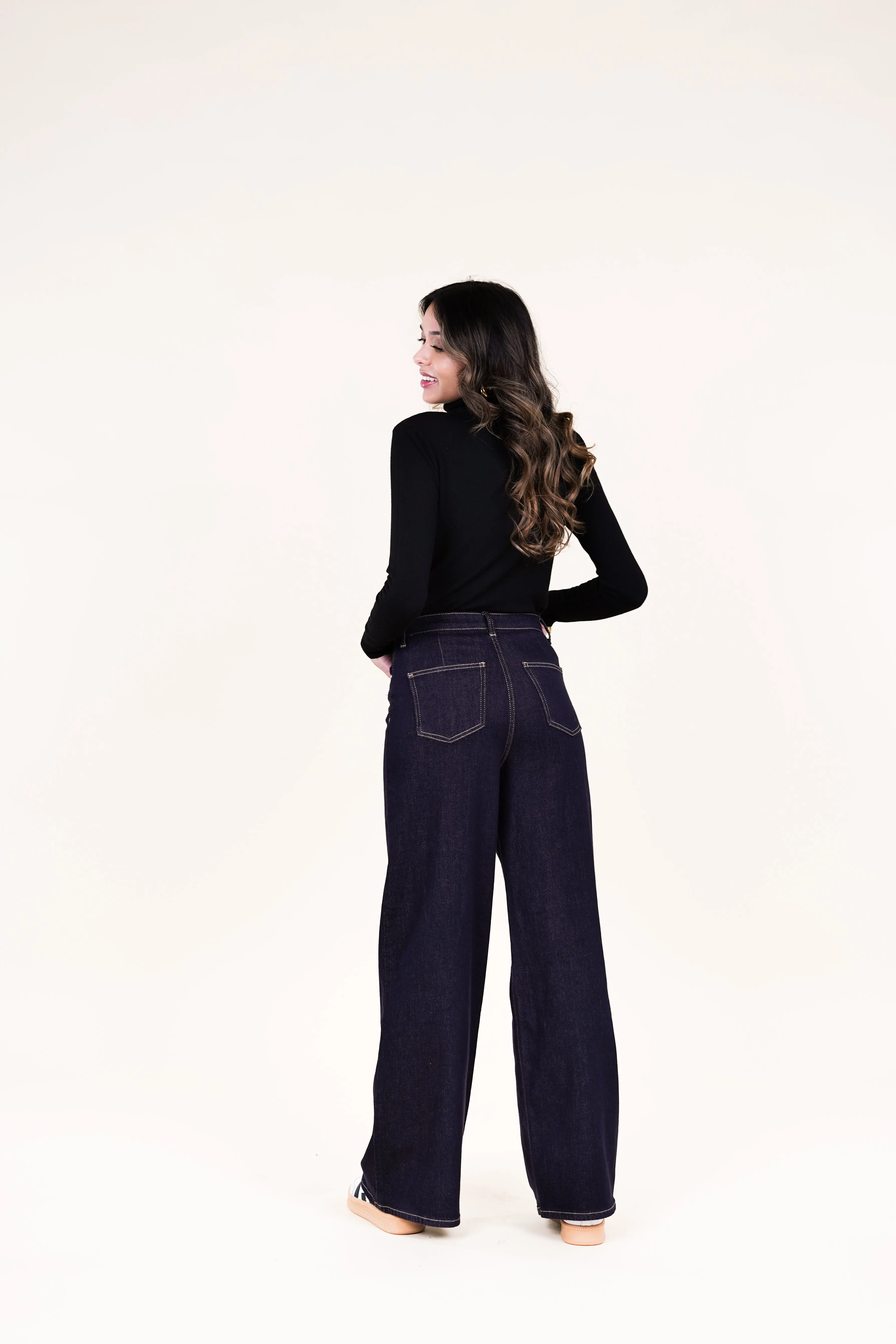 Wide leg jeans donker blauw - Lola