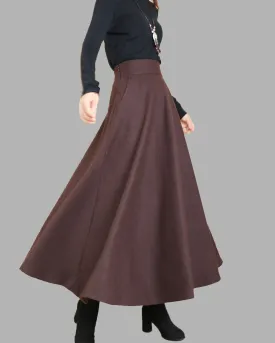 Women maxi skirt/wool skirt/flared skirt/winter skirt/ankle length skirt(Q1806)