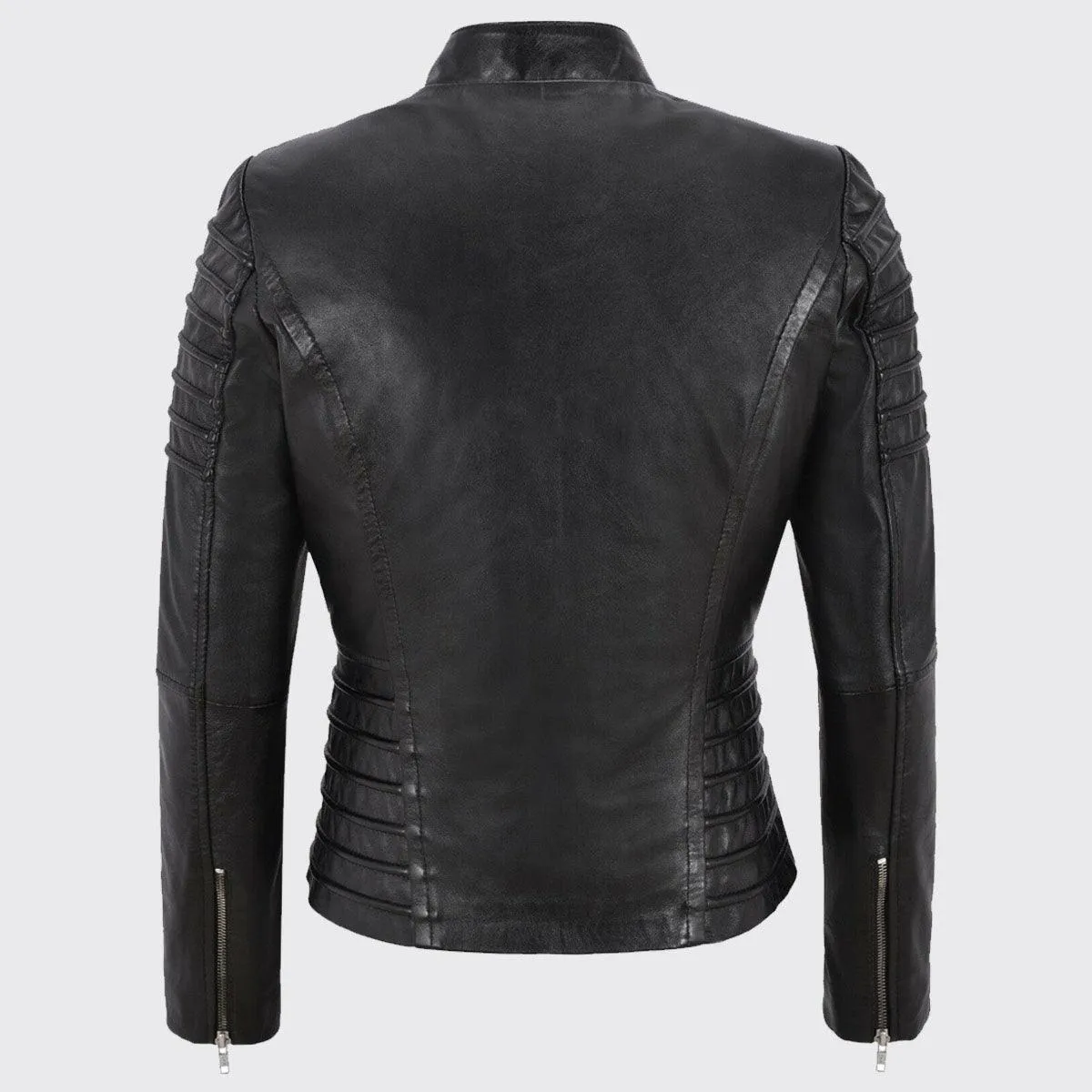 Women's Genuine Lambskin Leather Jacket Motorcycle Real Slim fit Biker Jacket