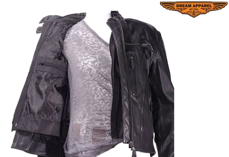 Women's Leather Jacket With Removable Liner