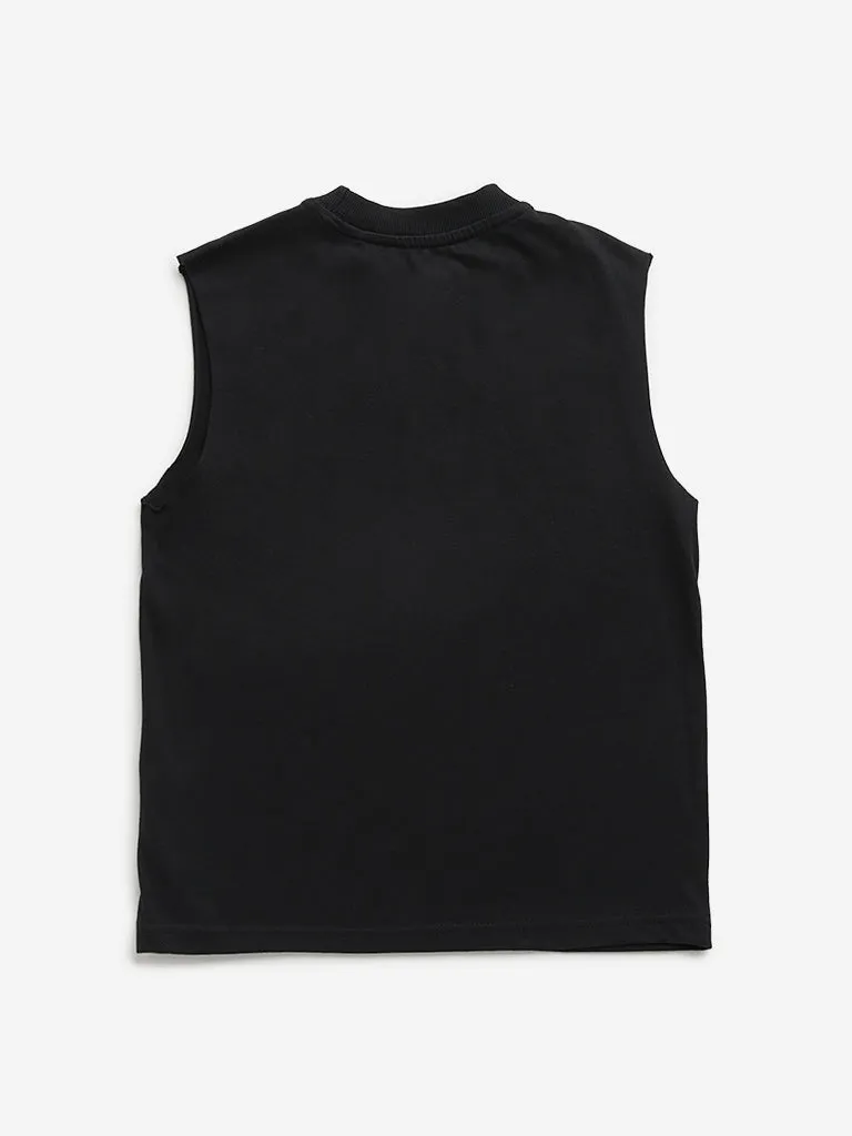 Y&F Kids Black Abstract Print T-Shirt