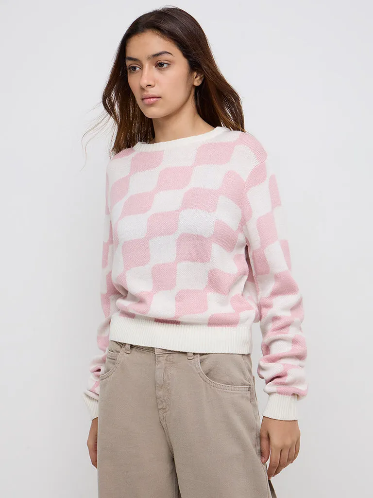 Y&F Kids Pink Block Pattern Sweater