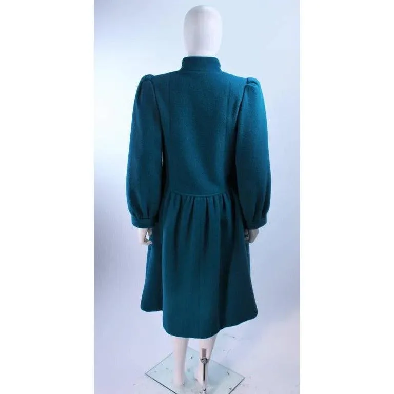 YVES SAINT LAURENT Turquoise Wool Coat | Size 6